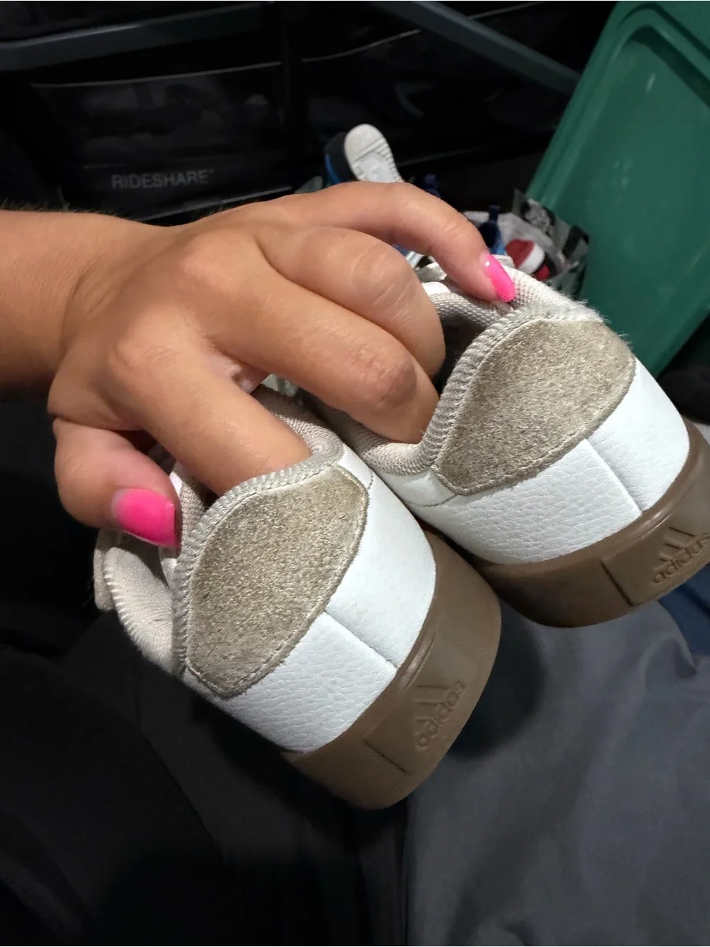 Adidas Kids White Black Gum Sole Velcro Sneakers